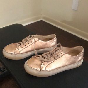 Rose gold Clark’s cushion sneakers